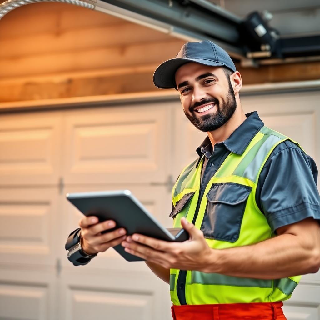Professional Painesville Garage Doors technician performing digital inspection
